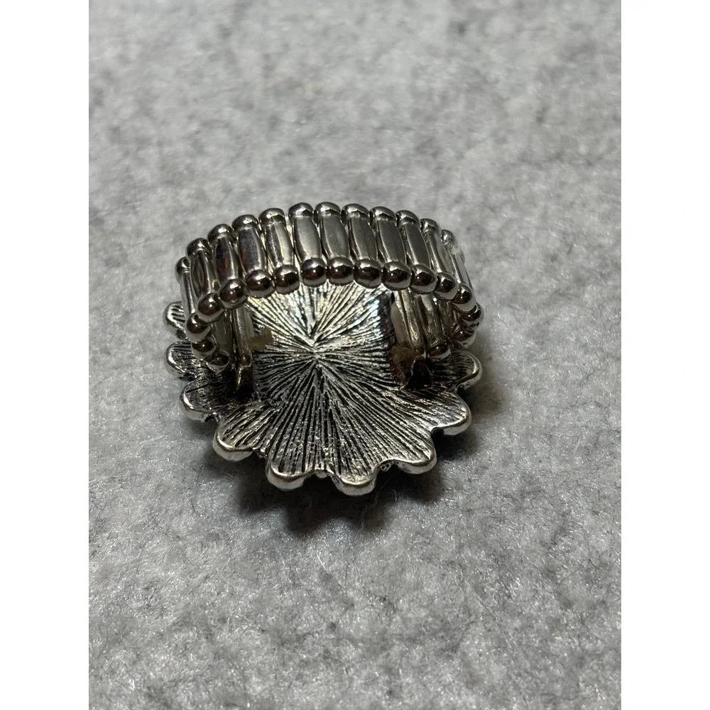 #16. Stretch Band Turquoise Sunburst Ring